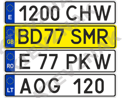 Автомобильные номерные знаки Эстонии, Англии, Румынии, Литвы